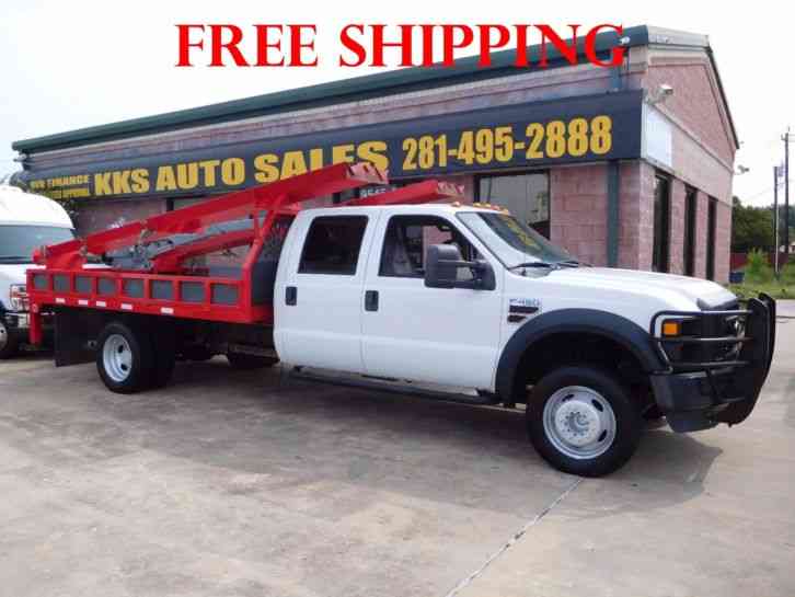 FORD F-450 SUPER DUTY FLATBED WITH CRANE LONG BED (2008)