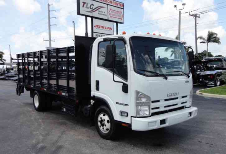 Isuzu NPR HD 16FT FLATBED STAKE BED WITH LIFTGATE. . STAKE TRUCK. (2014)