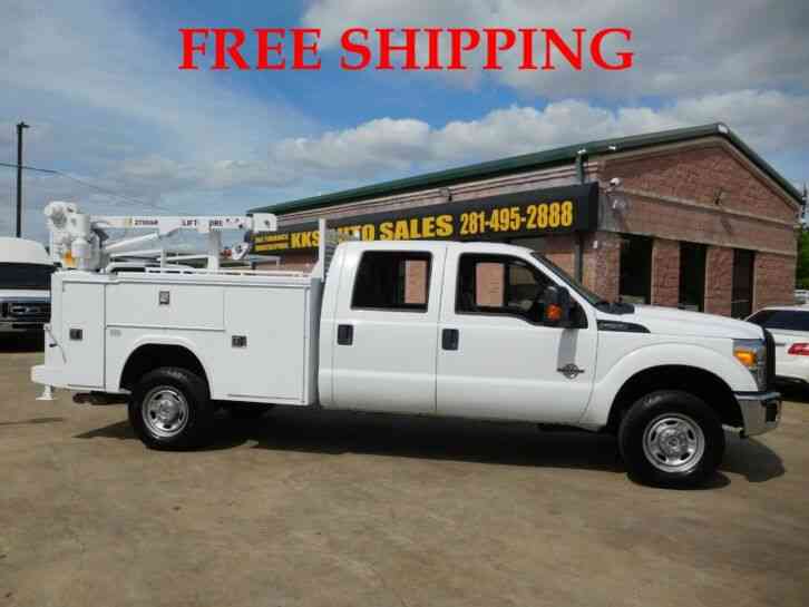 FORD F-250 XL 4WD UTILITY SERVICE TRUCK WITH 2700 LB LIFTMOORE CRANE CREW CAB LONG BED 6. 7 (2015)