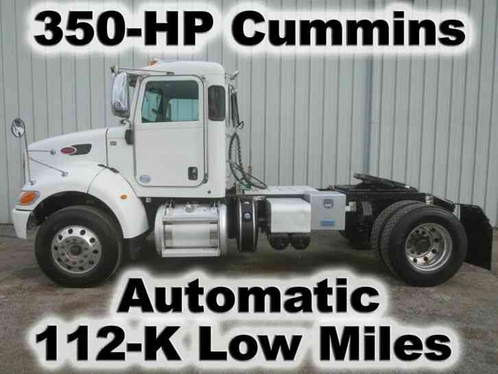 337 350-HP CUMMINS AUTOMATIC DAY CAB SINGLE AXLE SEMI HAUL TRUCK 112-K LOW MILES