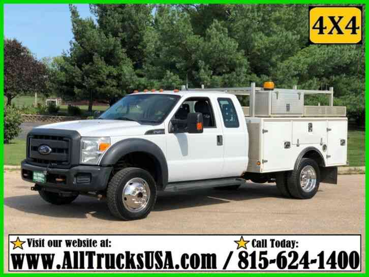 Ford F450 4X4 6. 8 V10 GAS 9' FIBERGLASS BED SERVICE UTILITY TRUCK extended (2013)