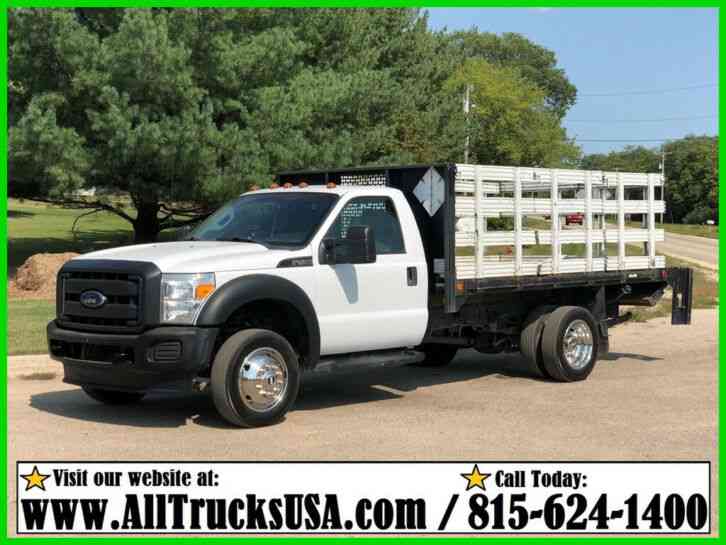Ford F450 6. 8 V10 GAS 12' STAKE SIDE FLATBED w/ LIFTGATE Used Regular Cab (2014)