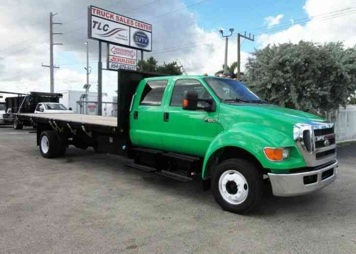 Ford F650 CREWCAB. . 20FT FLATBED 141134 Miles Green 6. 7L Straight 6 Cylinde (2015)