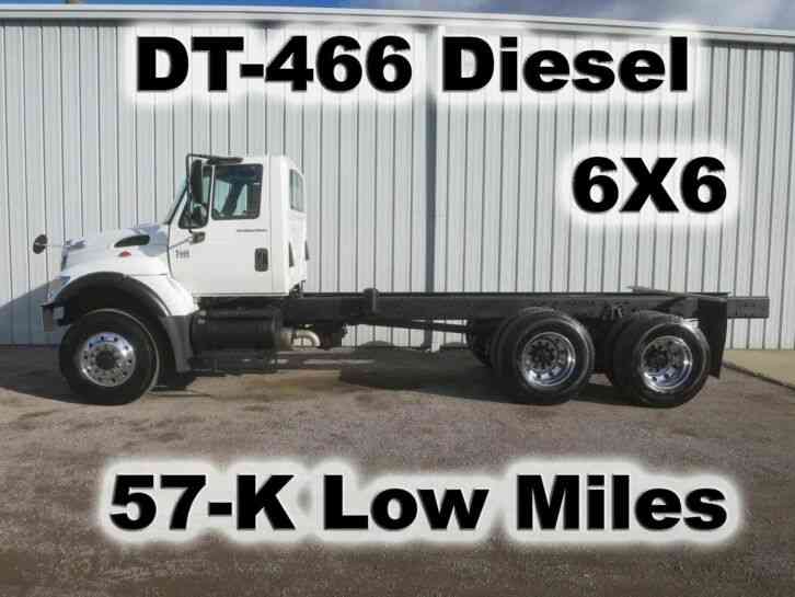 DT-466 DIESEL AUTOMATIC 6X6 6- WHEEL DRIVE CAB CHASSIS TANDEM AXLE TRUCK (7400)