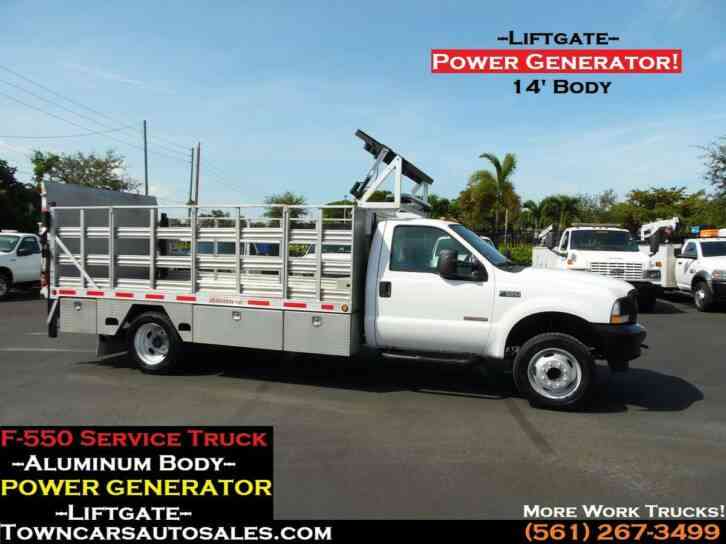 Ford F550 14' Stake Truck FLATBED W/Generator (2003)